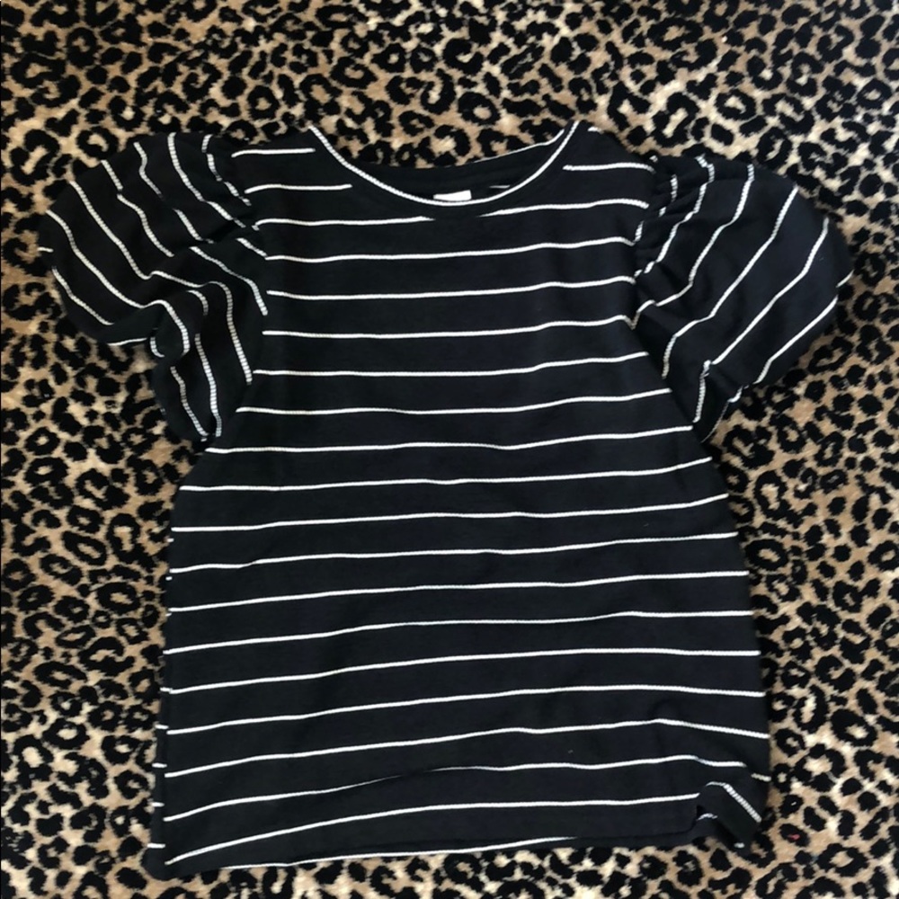 Balloon sleeve striped tee